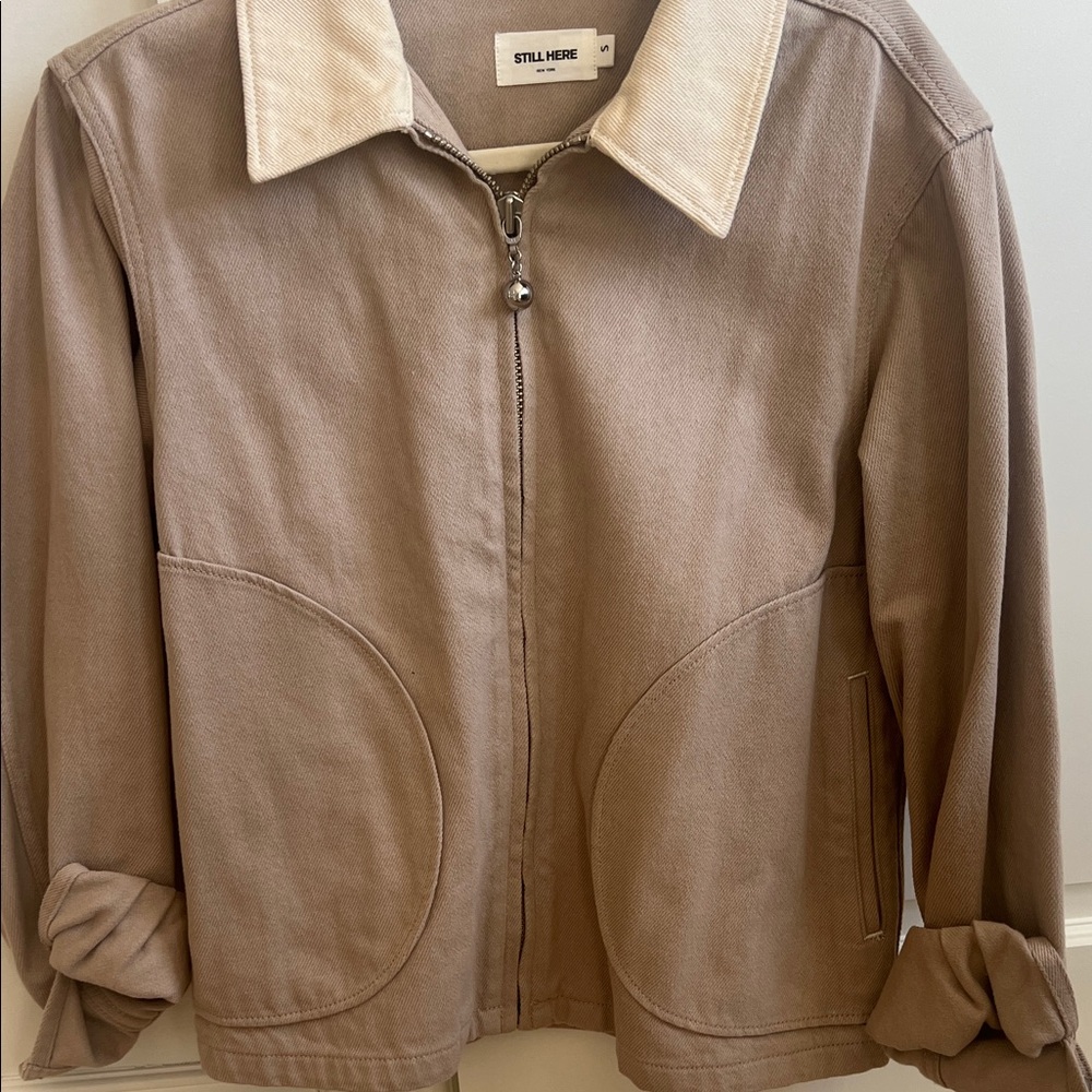 Still Here Arcade  Zip-Front Jacket with Contrast Collar Small - Picture 2 of 8